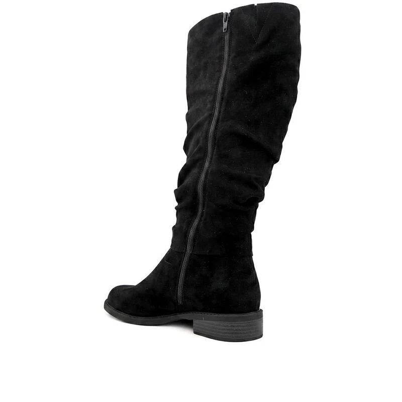 Flat Heeled Slouched Calf Length Boots - WBINS44091 / 329 806 - Black