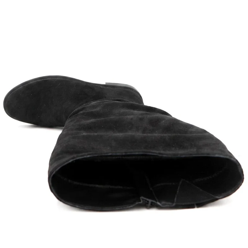 Flat Heeled Slouched Calf Length Boots - WBINS44091 / 329 806 - Black