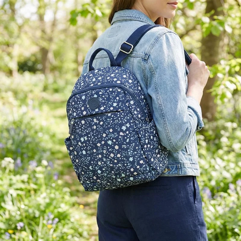 Floral Print Backpack with Bottle Holders - SMIT43000 / 329 228 - Navy Floral