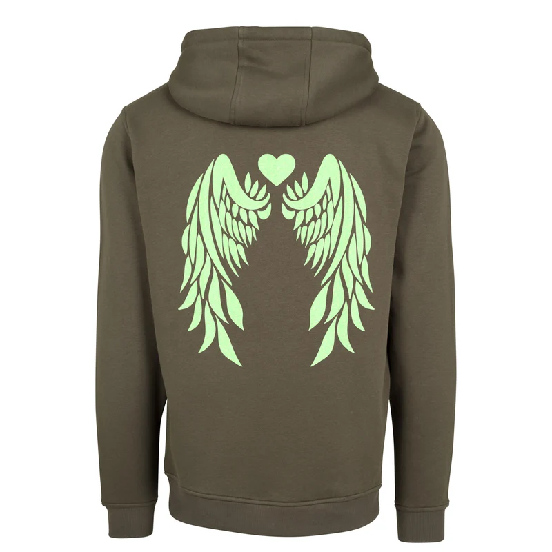 Hoodie - Angel Wings - Druck Neon Grün - verschiedene Farben zur Auswahl