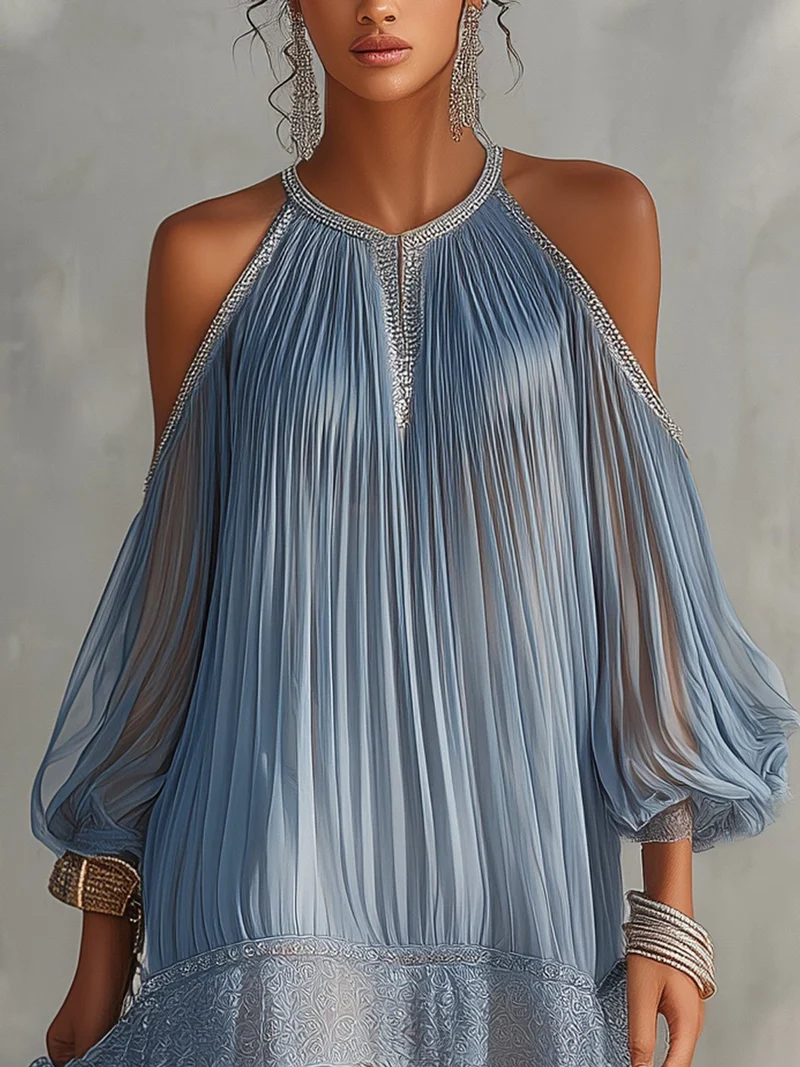 Viyana – Plissiertes Minikleid Mit Cold-Shoulder-Ausschnitt