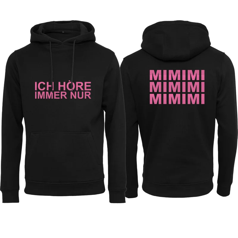 Hoodie - MiMiMi - Druck Neon Rosa Glitter - verschiedene Farben zur Auswahl
