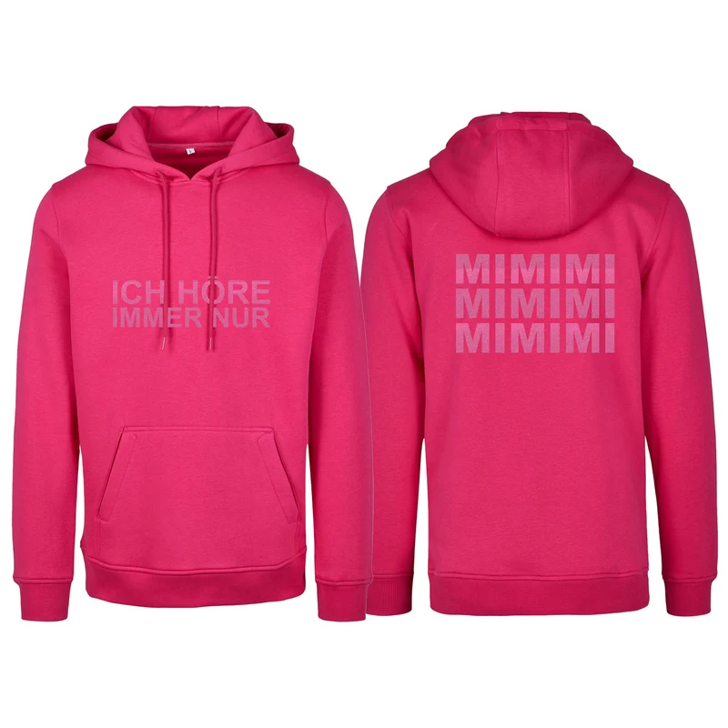 Hoodie - MiMiMi - Druck Neon Rosa Glitter - verschiedene Farben zur Auswahl