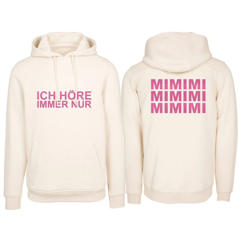 Hoodie - MiMiMi - Druck Neon Rosa Glitter - verschiedene Farben zur Auswahl