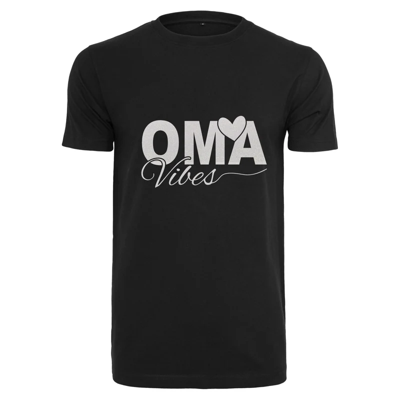 T-Shirt Shirt - Oma Vibes - Druck Weiß Rainbow Glitter - verschiedene Farben zur Auswahl