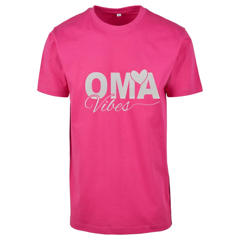 T-Shirt Shirt - Oma Vibes - Druck Weiß Rainbow Glitter - verschiedene Farben zur Auswahl
