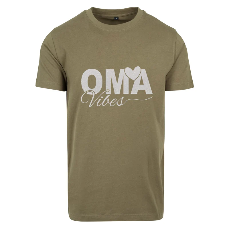 T-Shirt Shirt - Oma Vibes - Druck Weiß Rainbow Glitter - verschiedene Farben zur Auswahl