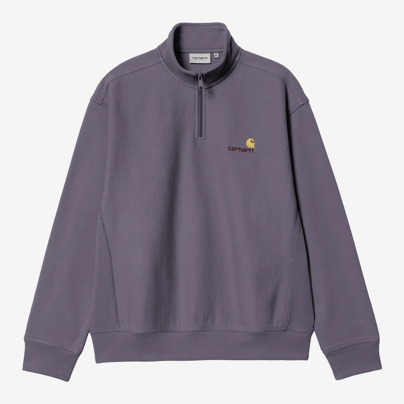 Carhartt WIP Herren Halb-Zip-Reißverschluss American Script Sweatshirt | Schattiges Lila