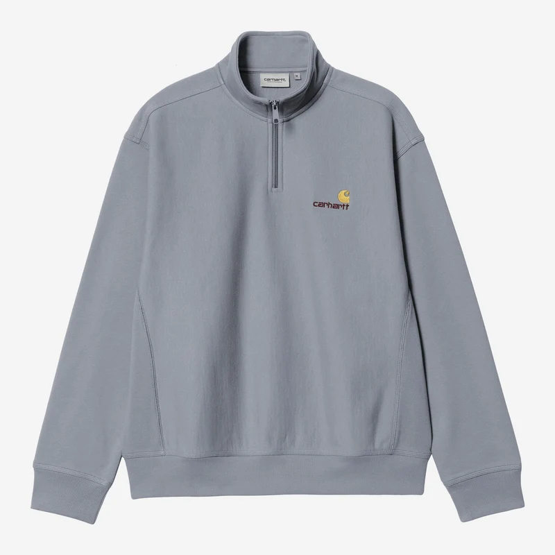 Carhartt WIP Herren Halb-Zip-Reißverschluss American Script Sweatshirt | Schattiges Blau