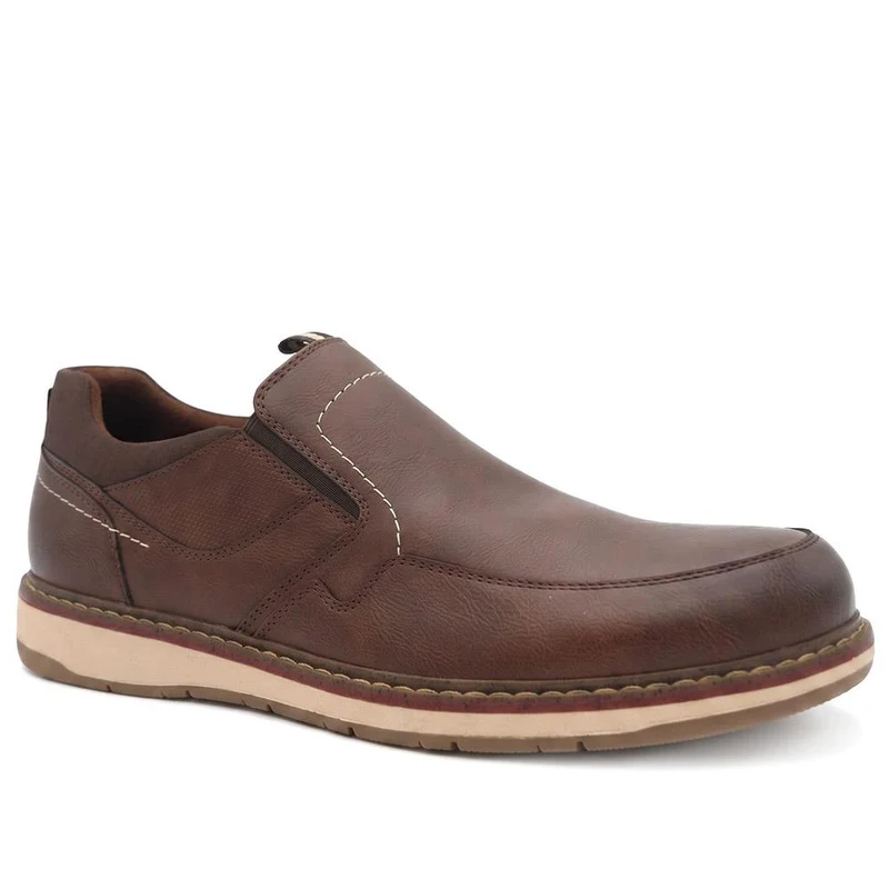 Casual Laceless Slip On Shoes - XINGH44009 / 330 038 - Brown