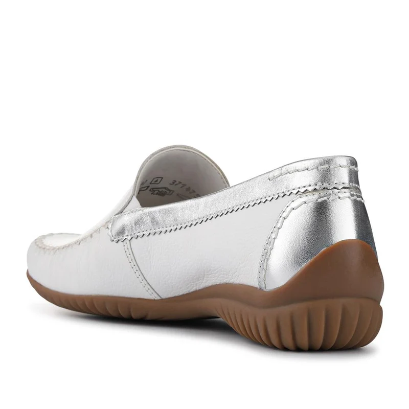 California Gabor Leather Stitched-Detail Loafers - GAB41531 / 327 037 - White-Silver
