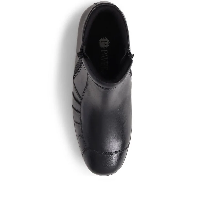 Lightweight Leather Ankle Boots - KF38012 / 324 468 - Black