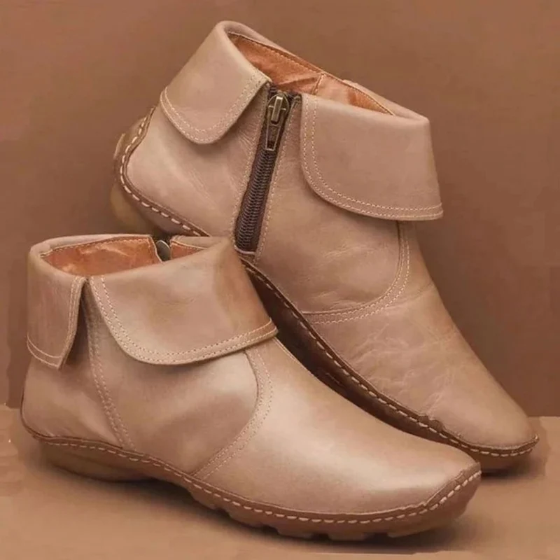Talin | Damen Orthopädische Stiefeletten mit Reißverschluss und flacher Sohle