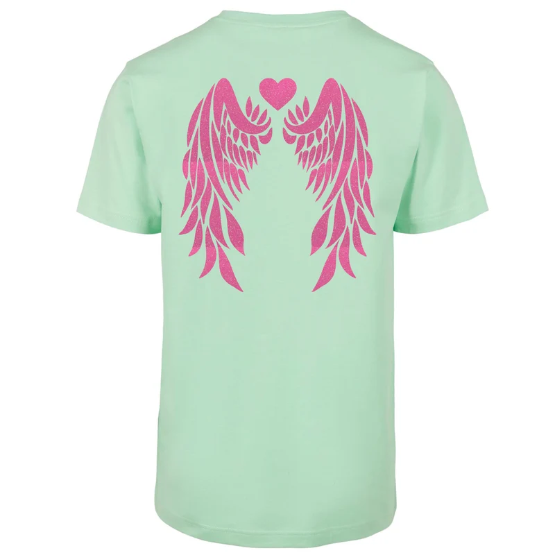 T-Shirt Shirt - Angel Wings - Druck Neon Rosa - verschiedene Farben zur Auswahl