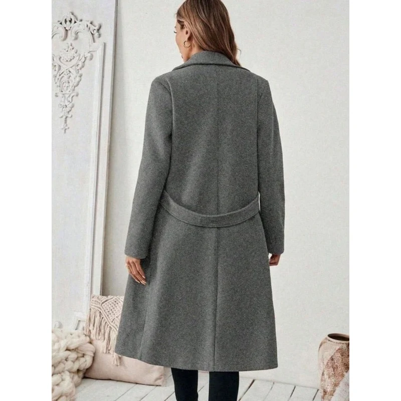 Philomena | Damen Lange Winterjacke mit Revers und Schnitt