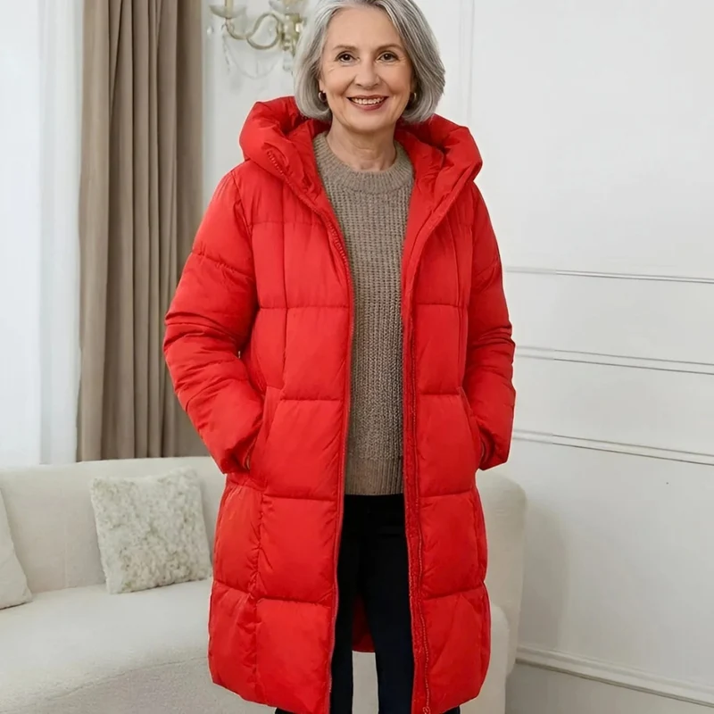 Zora | Damen Lange Winterjacke mit Kapuze