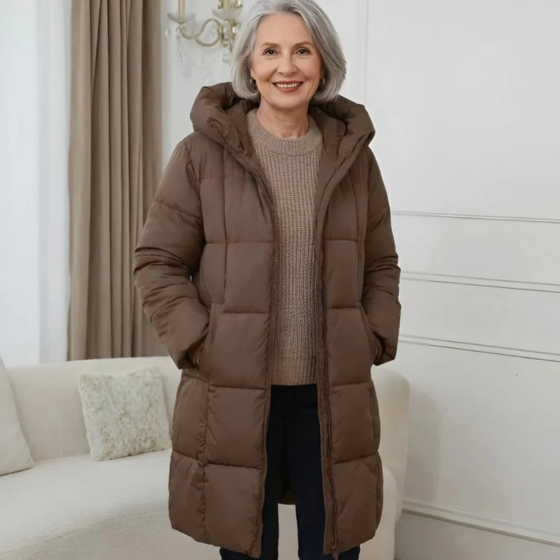 Zora | Damen Lange Winterjacke mit Kapuze