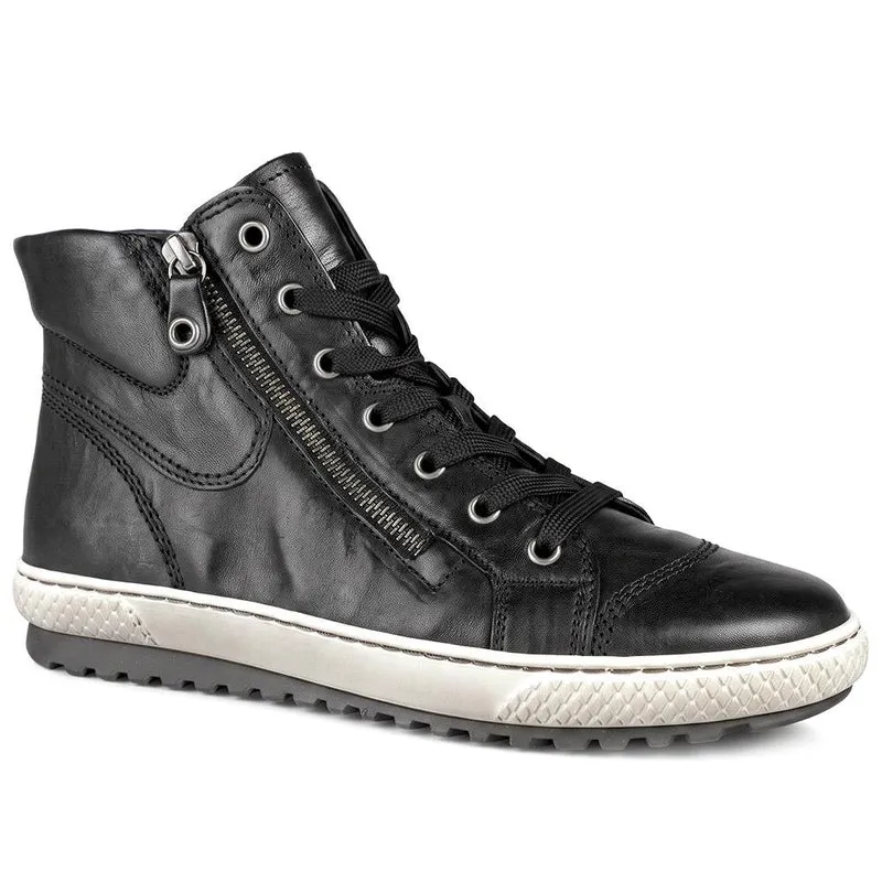 Gabor Leather Zip & Lace Hi Top Trainers - GABC44055 / 330 681 - Black