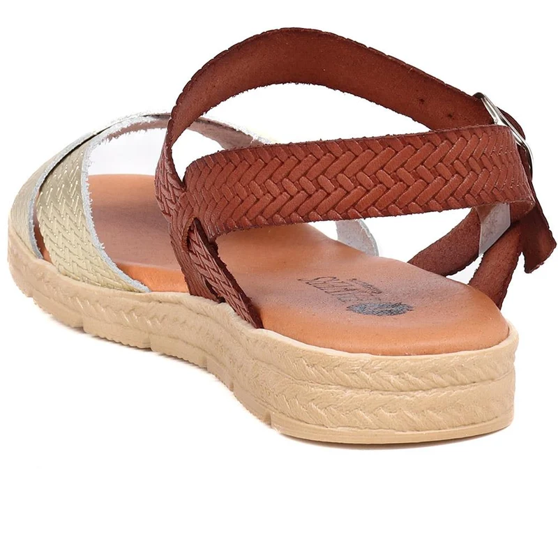 Woven Strap Sandals - LYAN39017 / 325 393 - Tan Multi