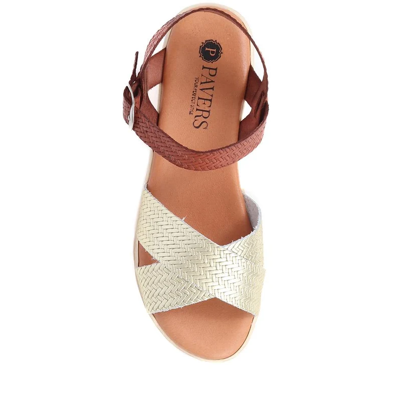 Woven Strap Sandals - LYAN39017 / 325 393 - Tan Multi