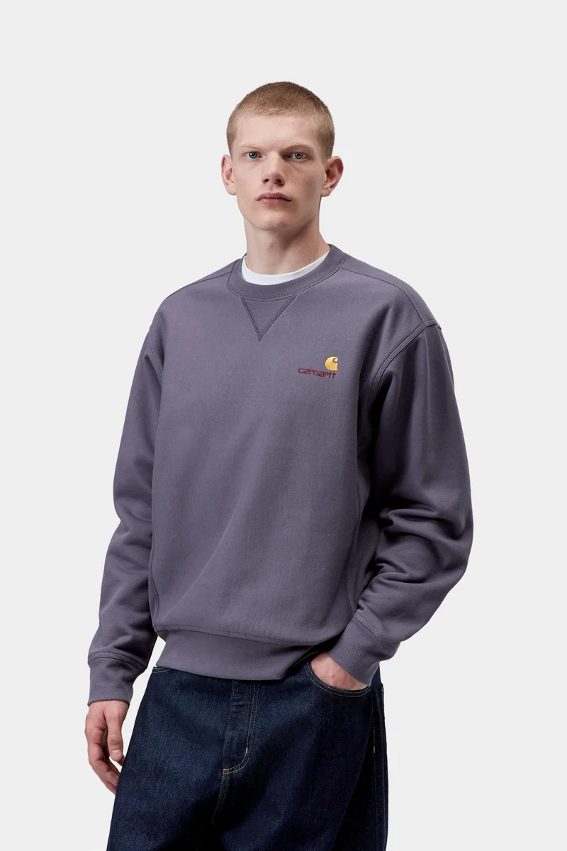 Carhartt WIP Herren American Script Sweatshirt | Schattiges Lila