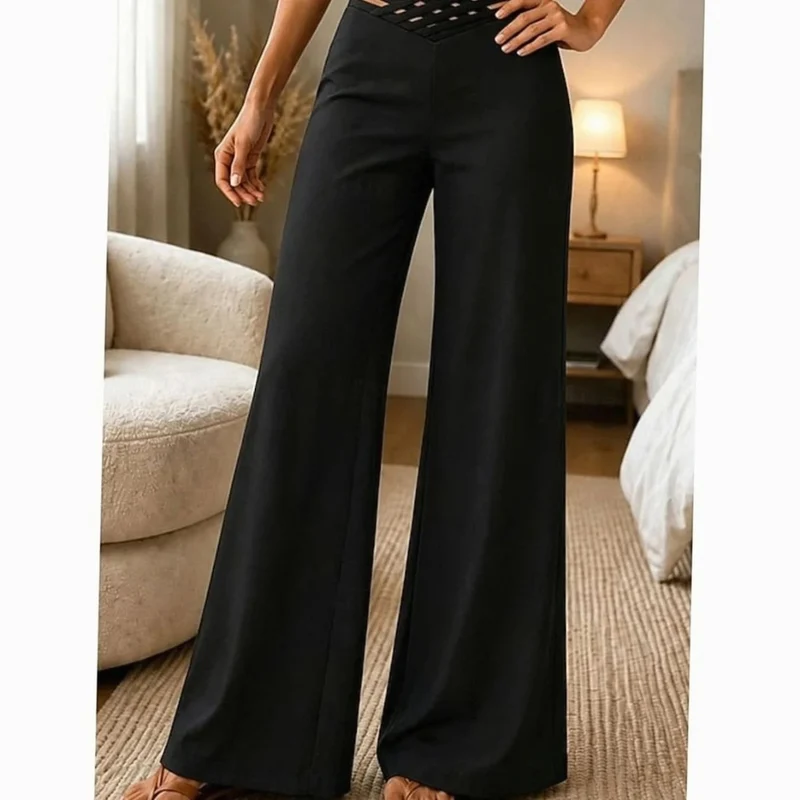 Lavinia | Damen Hose mit High Waist und Crossover Bund
