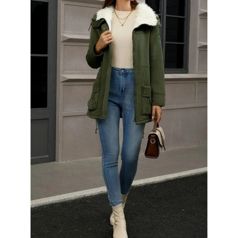 Roswitha | Damen Winterjacke im Parka Stil mit Kapuze, Futter und Kordelzug