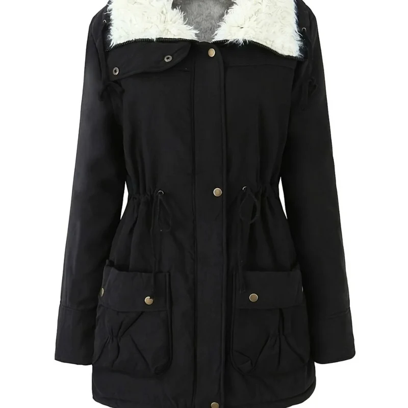 Roswitha | Damen Winterjacke im Parka Stil mit Kapuze, Futter und Kordelzug
