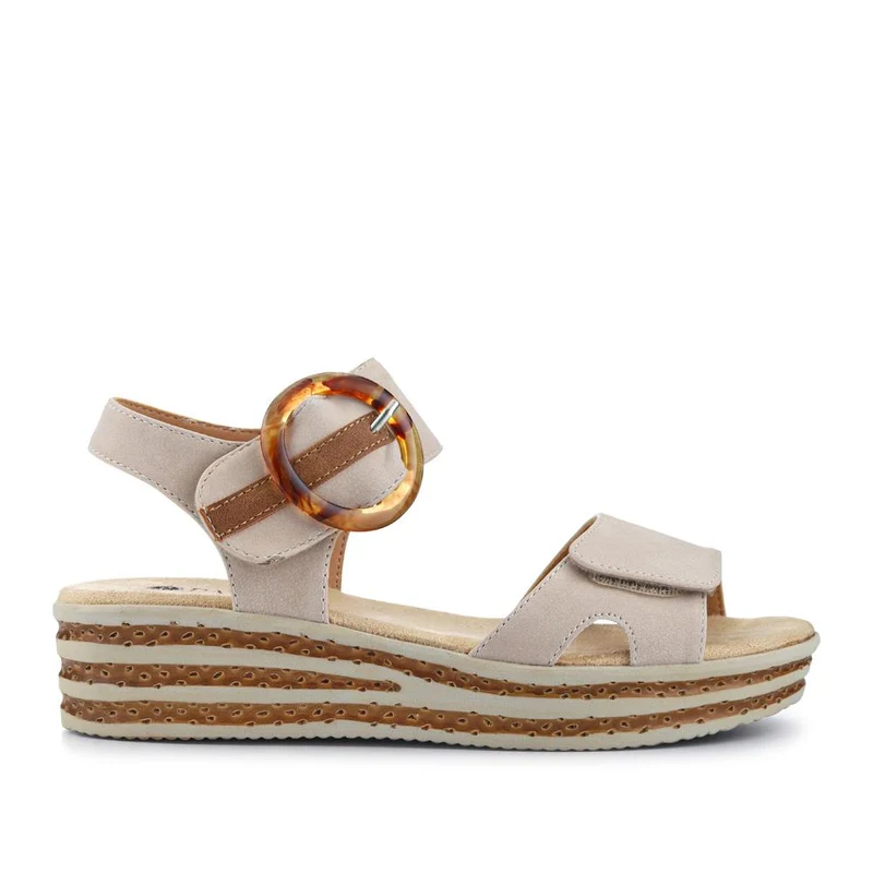 Touch Fasten Wedge Sandals - WBINS39033 / 325 232 - Beige