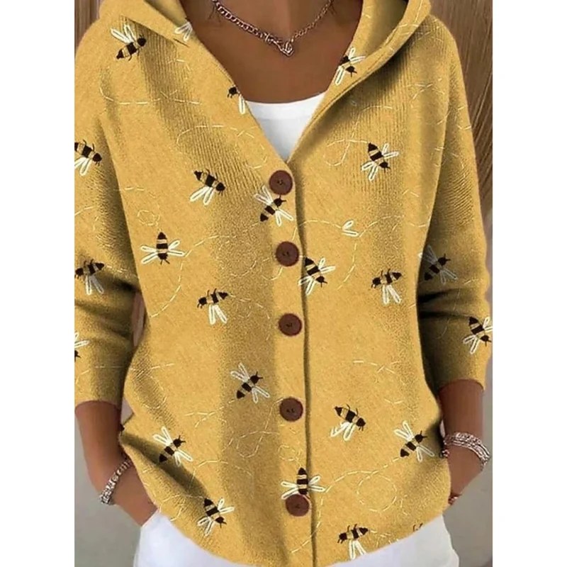 Natalia | Damen Strickjacke mit Kapuze und Muster