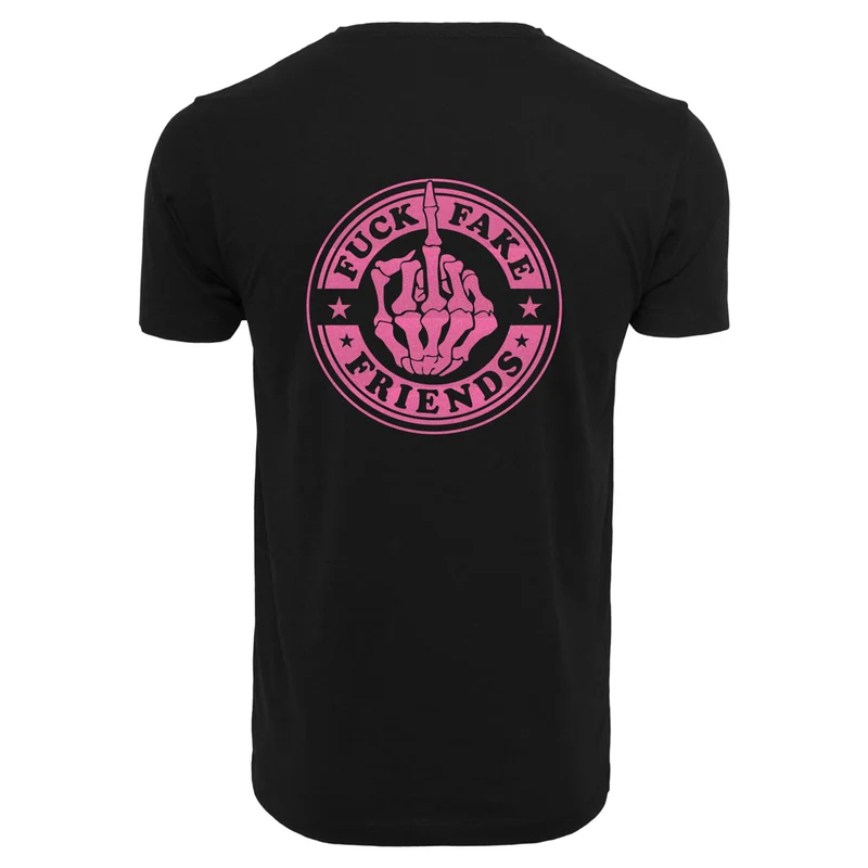 T-Shirt - Fuck Fake Friends - Druck Neon Rosa - verschiedene Farben zur Auswahl