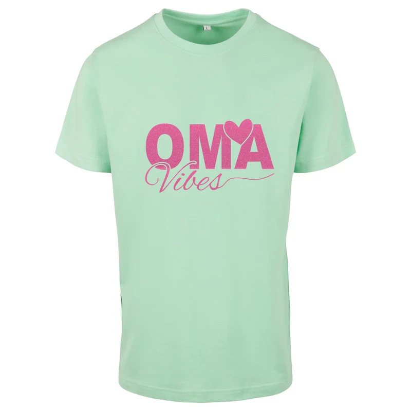 T-Shirt Shirt - Oma Vibes - Druck Neon Rosa Glitter - verschiedene Farben zur Auswahl