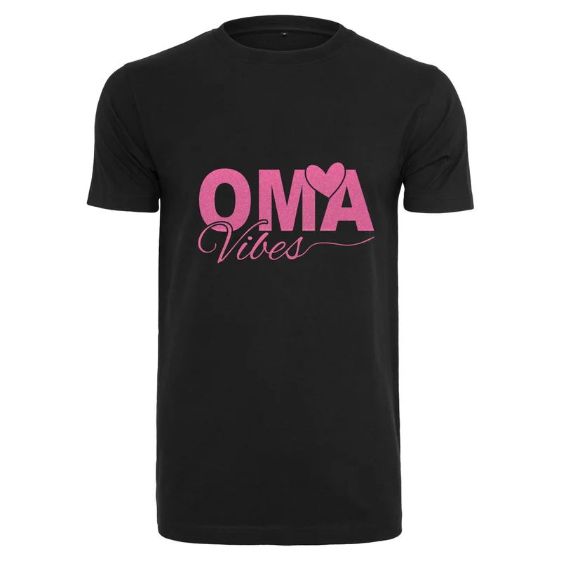 T-Shirt Shirt - Oma Vibes - Druck Neon Rosa Glitter - verschiedene Farben zur Auswahl