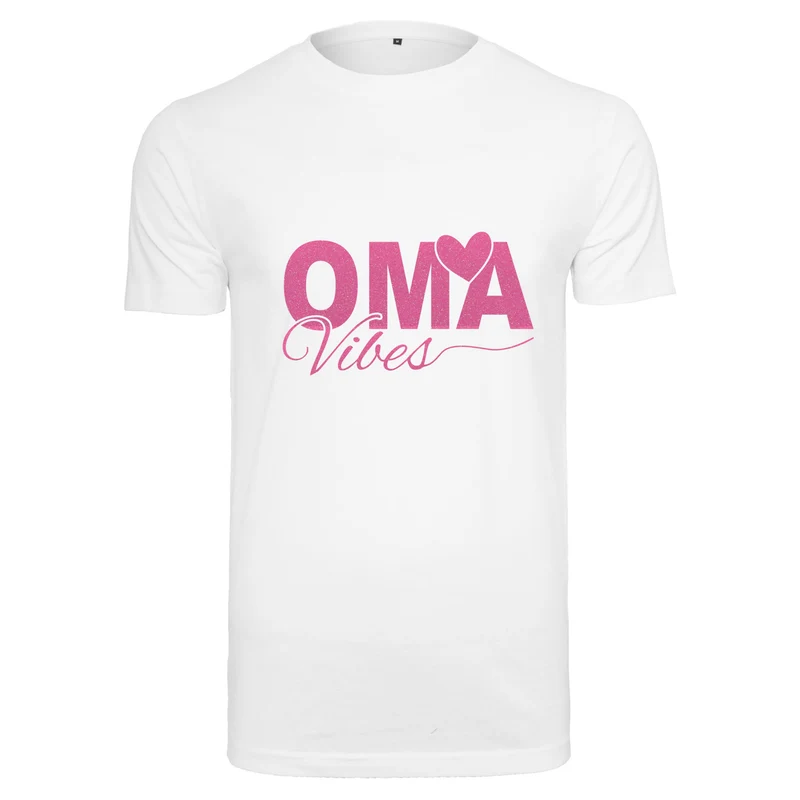 T-Shirt Shirt - Oma Vibes - Druck Neon Rosa Glitter - verschiedene Farben zur Auswahl