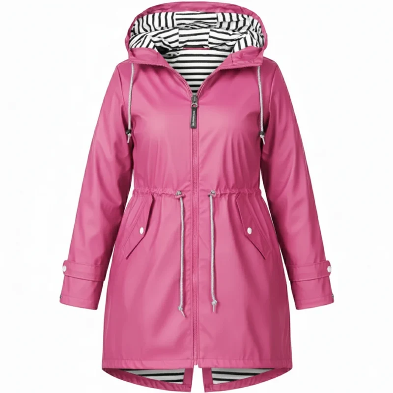 Eleni | Damen Wasserdichte Regenjacke für Große Größen mit Kapuze und Taschen