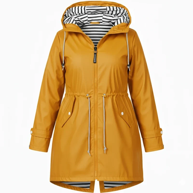 Eleni | Damen Wasserdichte Regenjacke für Große Größen mit Kapuze und Taschen
