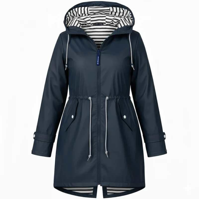 Eleni | Damen Wasserdichte Regenjacke für Große Größen mit Kapuze und Taschen