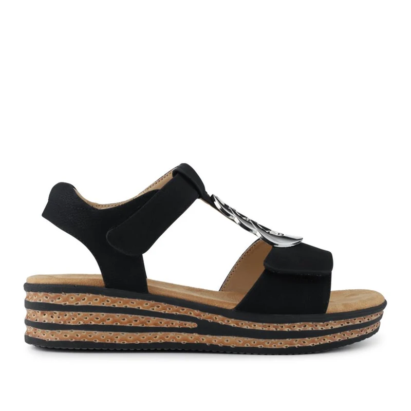 Wide-Fit Dual-Touch-Fasten Sandals - WBINS41110 / 327 618 - Black