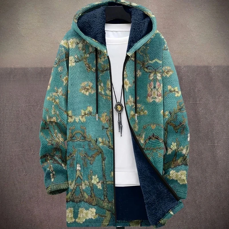 Kalea | Damen Grüne Strickjacke mit Muster und Kapuze