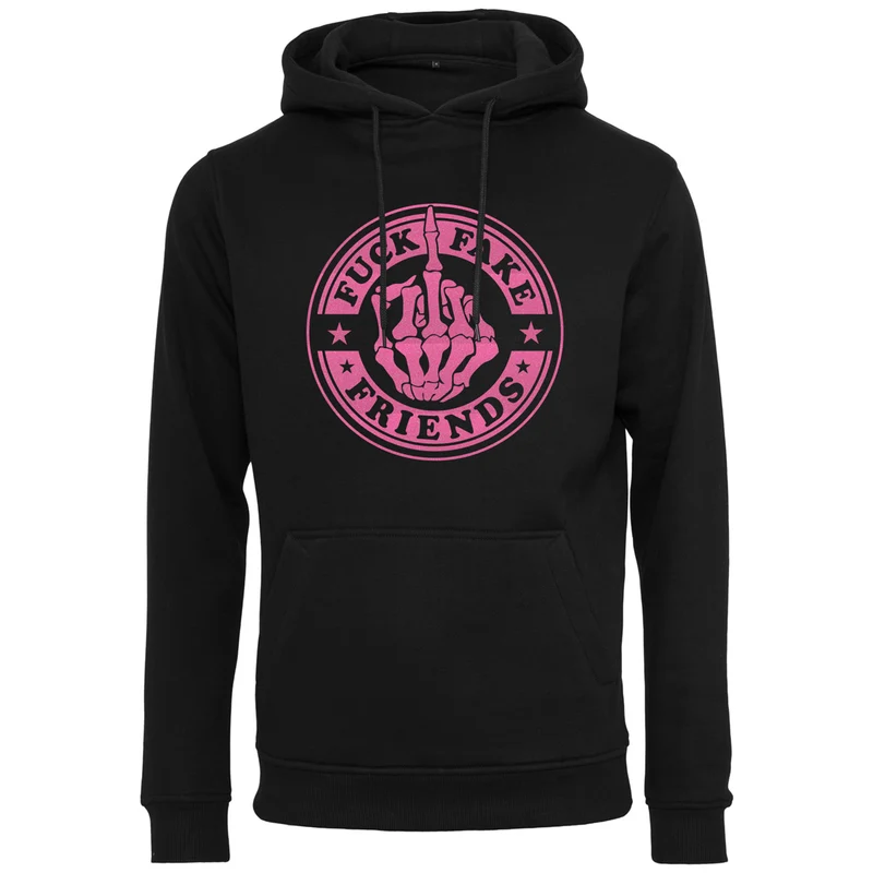 Hoodie - Fuck Fake Friends - Druck Neon Rosa - verschiedene Farben zur Auswahl
