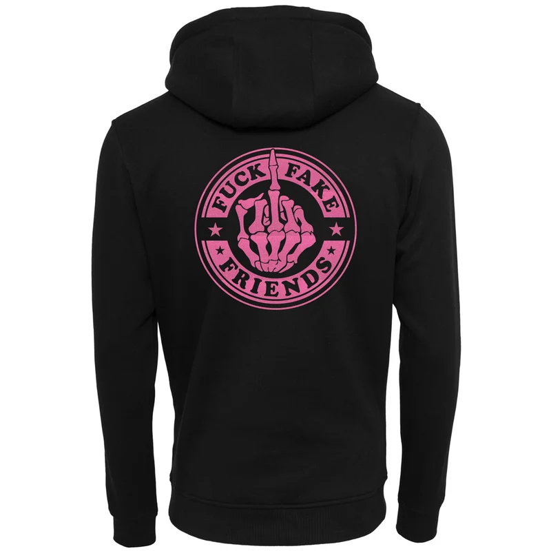 Hoodie - Fuck Fake Friends - Druck Neon Rosa - verschiedene Farben zur Auswahl