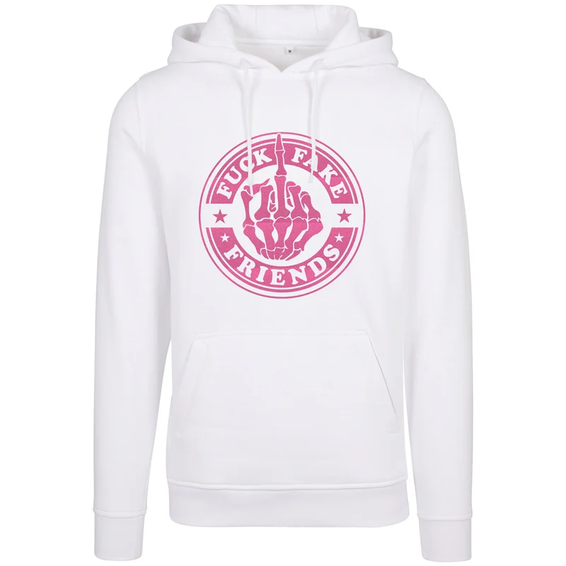 Hoodie - Fuck Fake Friends - Druck Neon Rosa - verschiedene Farben zur Auswahl