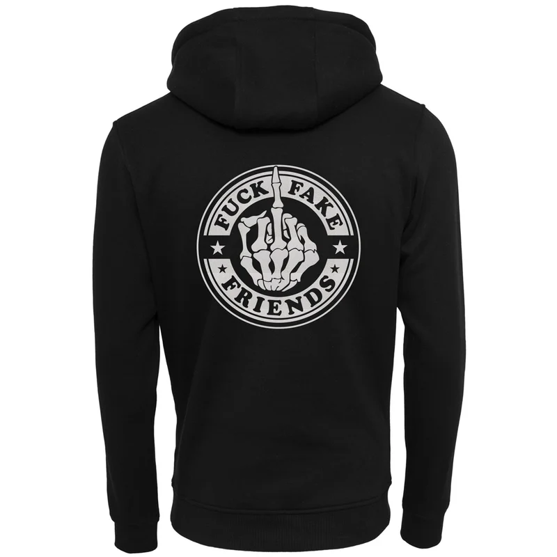 Hoodie - Fuck Fake Friends - Druck Weiß Rainbow - verschiedene Farben zur Auswahl