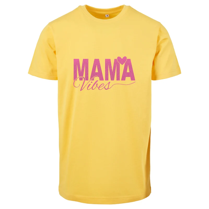 T-Shirt - Mama Vibes - Druck Neon Rosa - verschiedene Farben zur Auswahl