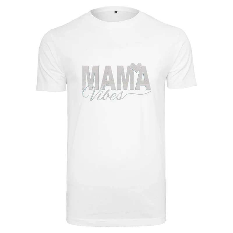 T-Shirt - Mama Vibes - Druck Weiß Rainbow - verschiedene Farben zur Auswahl