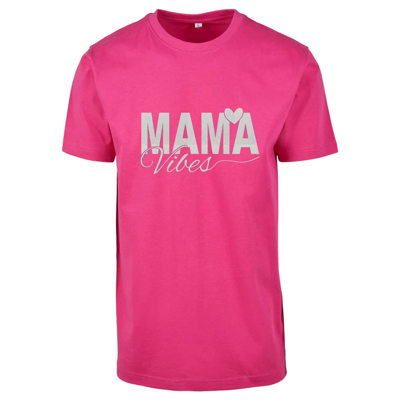 T-Shirt - Mama Vibes - Druck Weiß Rainbow - verschiedene Farben zur Auswahl