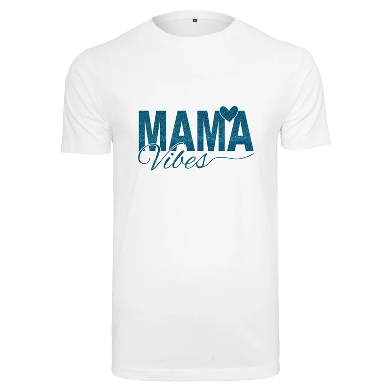 T-Shirt - Mama Vibes - Druck Blau - verschiedene Farben zur Auswahl
