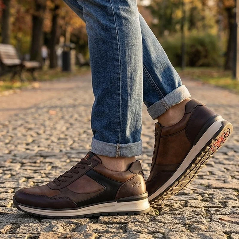 Relife Extra Wide Lace Up Trainers - RELIF44005 / 329 858 - Cognac