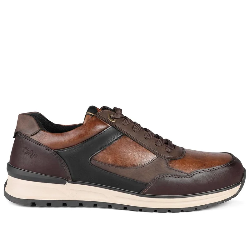 Relife Extra Wide Lace Up Trainers - RELIF44005 / 329 858 - Cognac