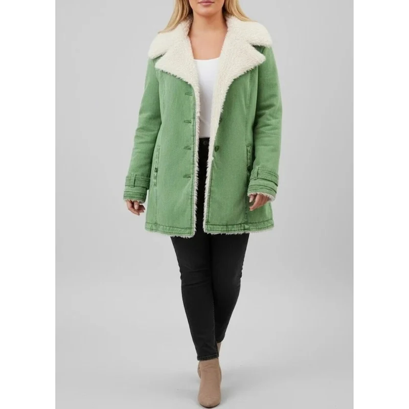 Jolene | Damen Warme Winterjacke für Große Größen mit Sherpa Futter und Kapuze